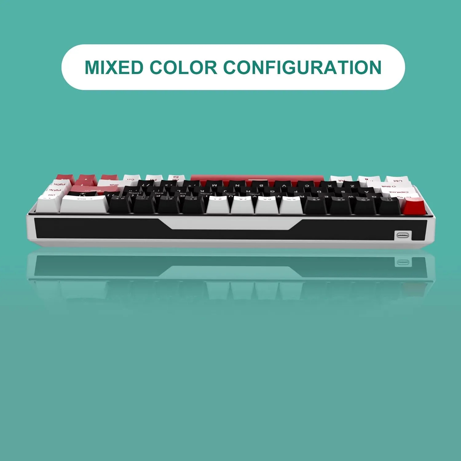 MageGee 60% Mechanical Gaming Keyboard, 68 Keys Compact Blue LED Backlit Gaming Keyboards, SKY68 Wired Ergonomic Mini Office Keyboard for Windows PC Gamer (Red Switch, White & Black)