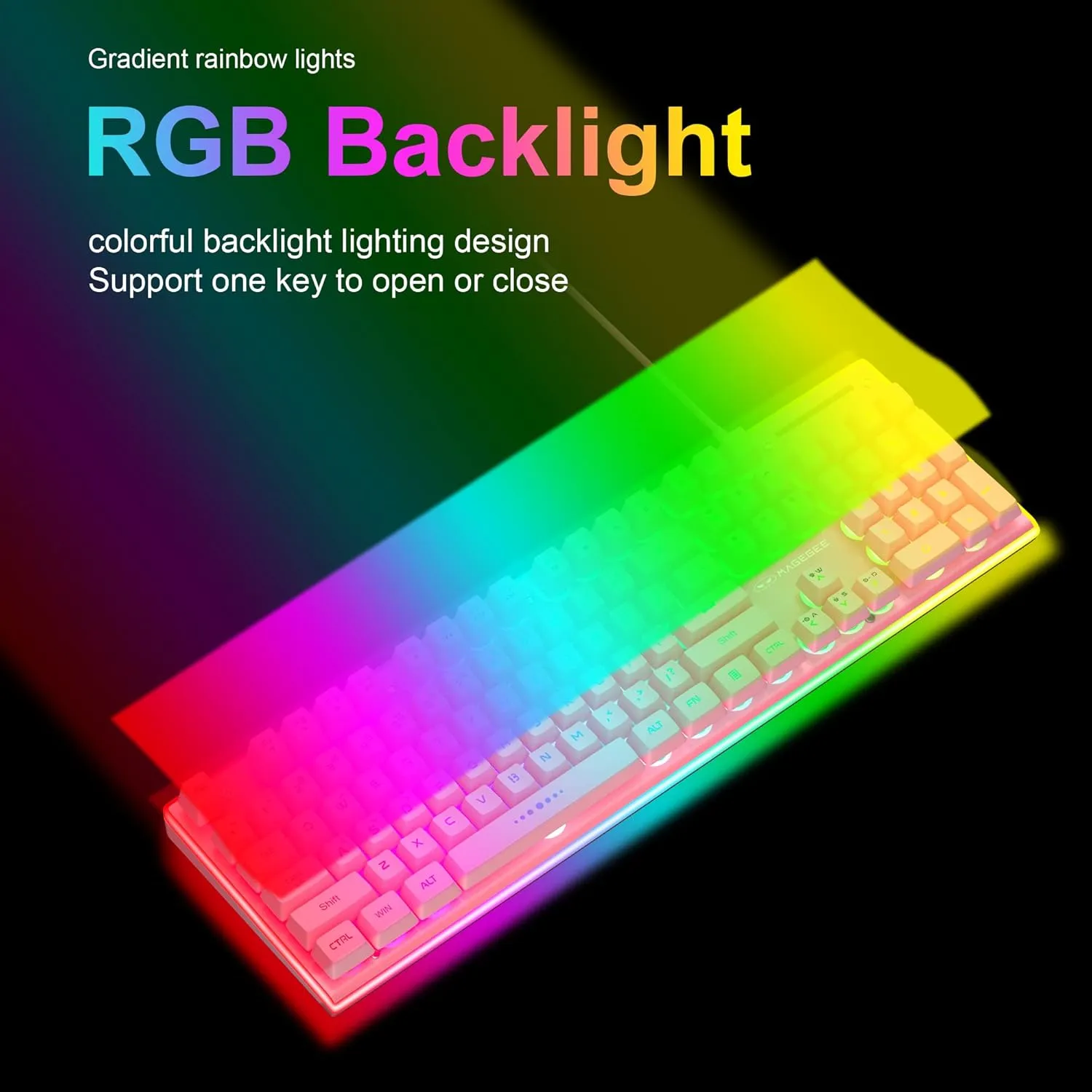 MageGee GT838 Gaming Keyboard and Mouse Combo, 104 Keys RGB Backlit Quiet Wired Keyboards for Laptop PC MAC, with Number Pad, Metal Panel, Anti-Ghosting, Pink