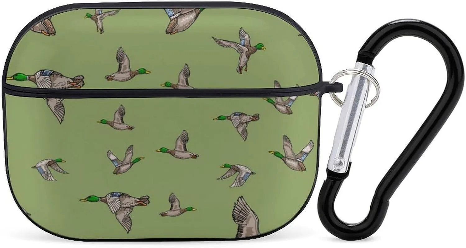 Mallard Duck Funny Compatible with Airpod Pro Case Cute Protective Hard Cover with Keychain Black-Style