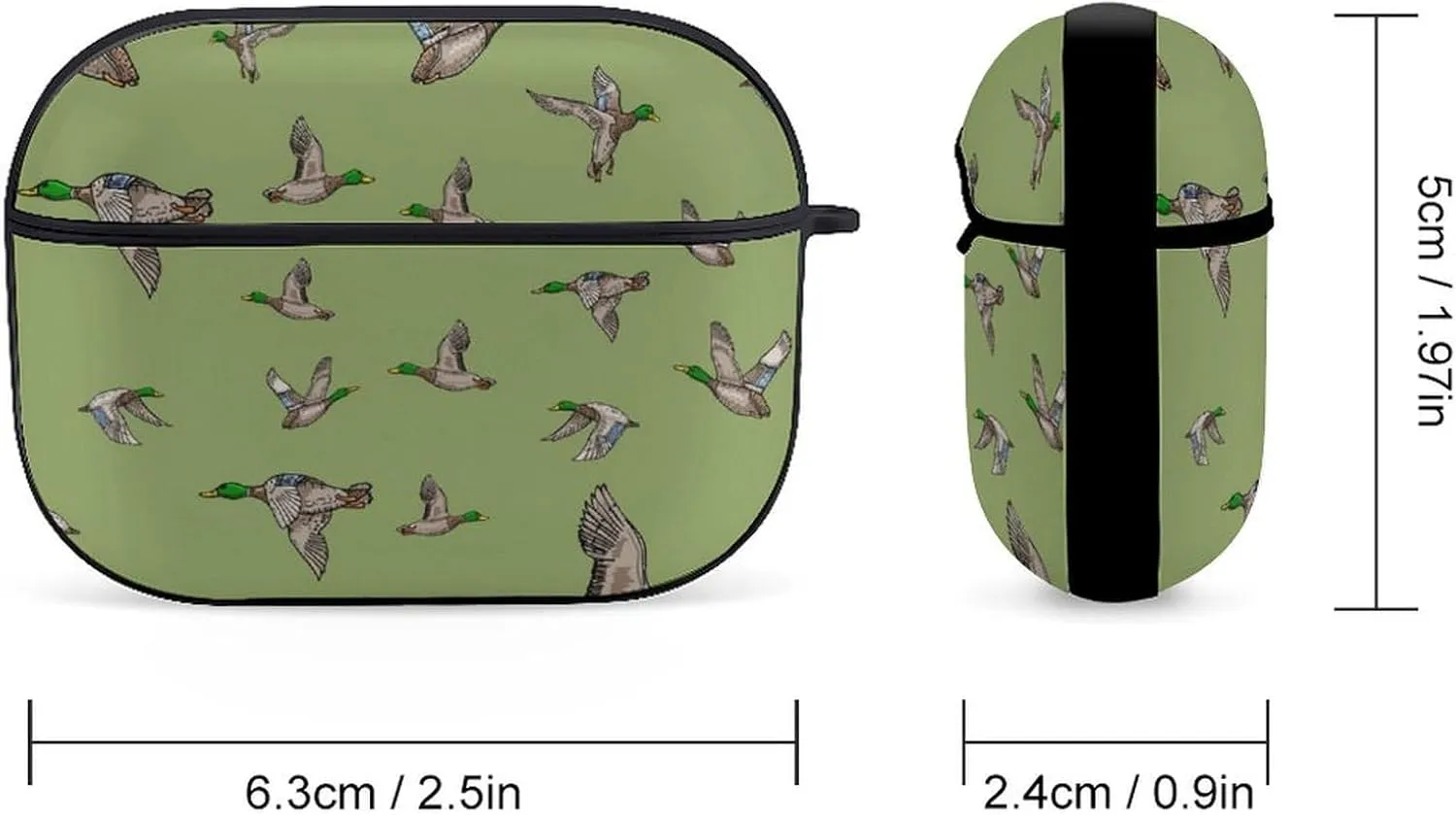 Mallard Duck Funny Compatible with Airpod Pro Case Cute Protective Hard Cover with Keychain Black-Style