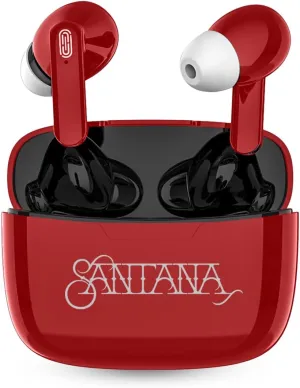 Mambo by Carlos Santana, True Wireless Earbuds Bluetooth Headphones with Charging Case, Bluetooth Earbuds with Voice Isolating Microphone, Deep Bass Stereo Headsets for Sports & Gaming (Red)