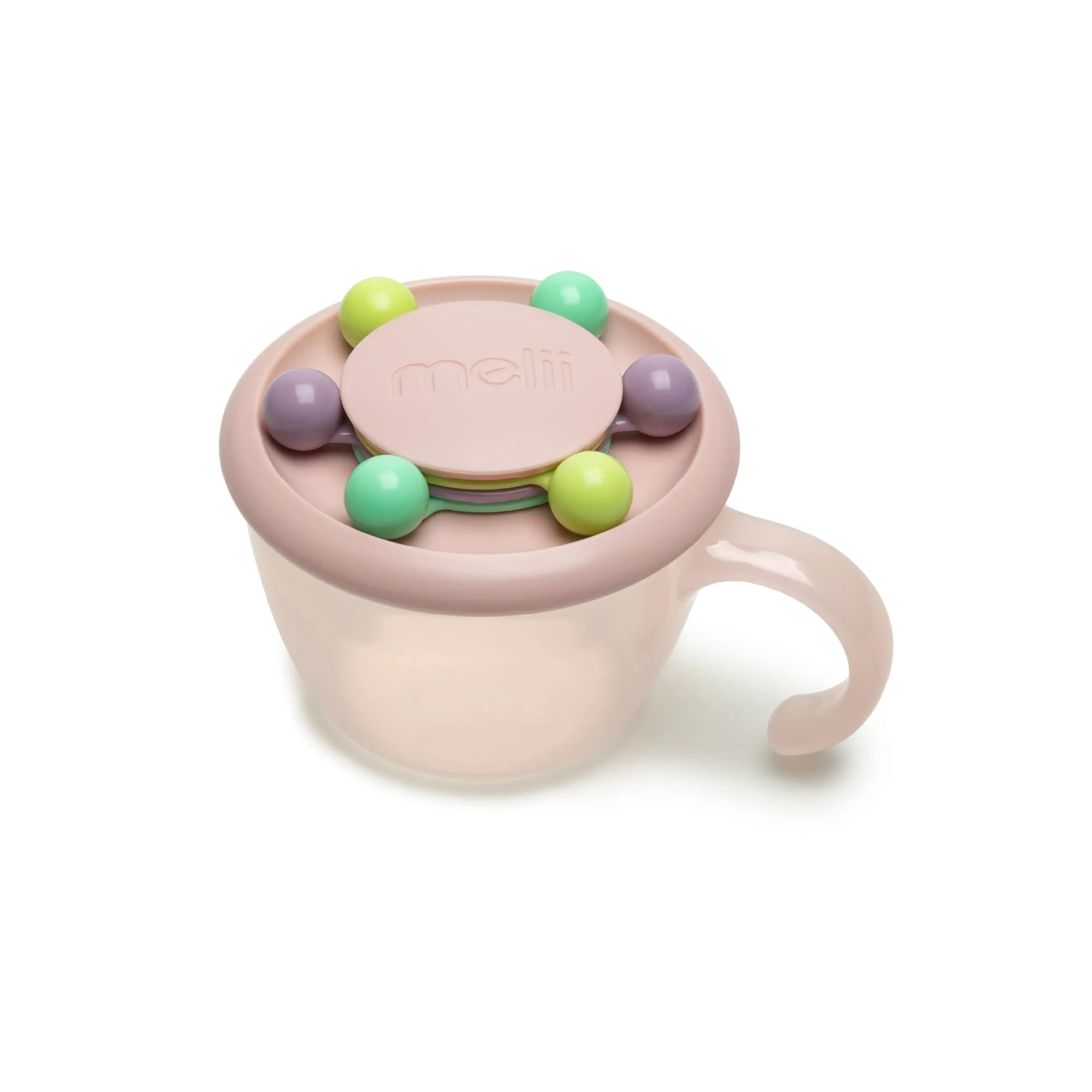 melii Snack Container Pink - Safe, Spill-Proof, and Playful Food Storage with Educational Beads for Babies, Toddlers, and Kids - BPA-Free & Versatile Snacking Solution