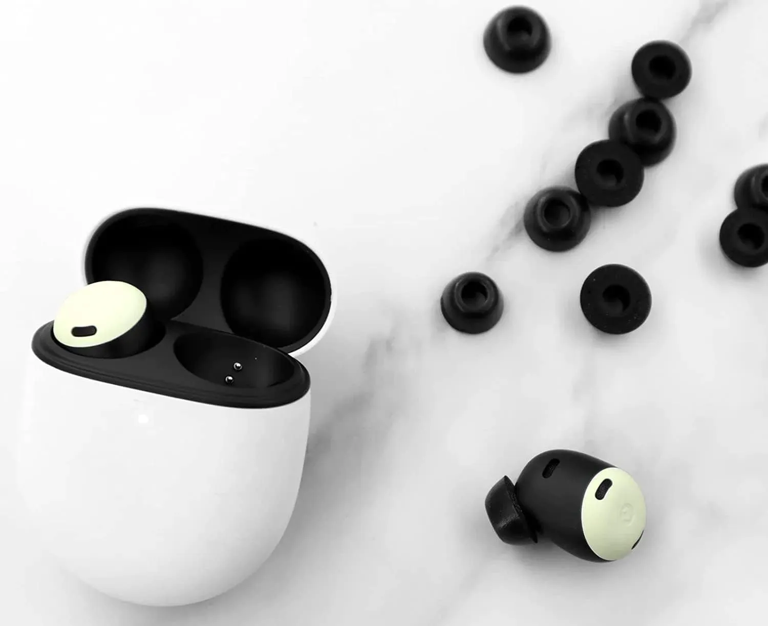 Memory Foam Ear Tips Compatible with Google Pixel Buds Pro Replacement Ear Tips, Perfect Noise Cancellation, Fit in Case, [Large Size] 6 Pairs, Foam Tips Black (Foam PP6PB) L