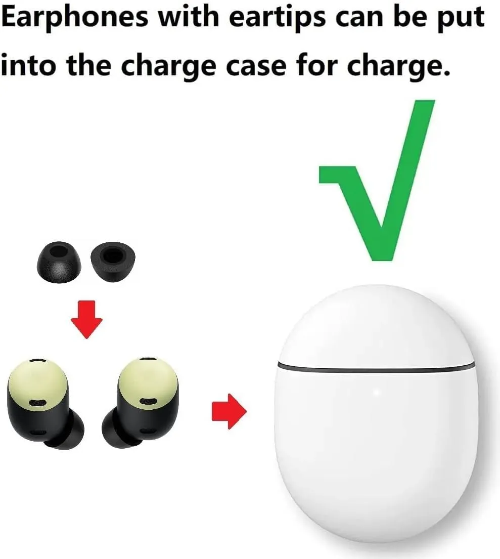 Memory Foam Ear Tips Compatible with Google Pixel Buds Pro Replacement Ear Tips, Perfect Noise Cancellation, Fit in Case, [Large Size] 6 Pairs, Foam Tips Black (Foam PP6PB) L