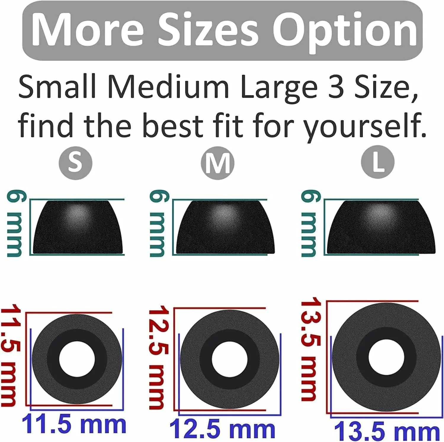 Memory Foam Ear Tips Compatible with Google Pixel Buds Pro Replacement Ear Tips, Perfect Noise Cancellation, Fit in Case, [Large Size] 6 Pairs, Foam Tips Black (Foam PP6PB) L