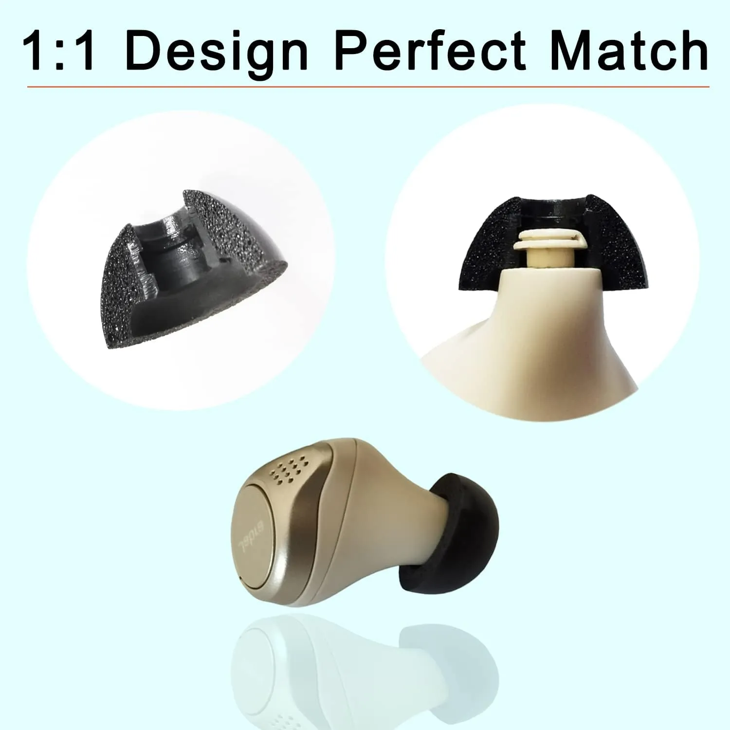 Memory Foam Ear Tips for Jabra Elite 75t/65t/Active/7 Pro/Elite 3 Earbuds - 3 Pairs L/M/S - Black