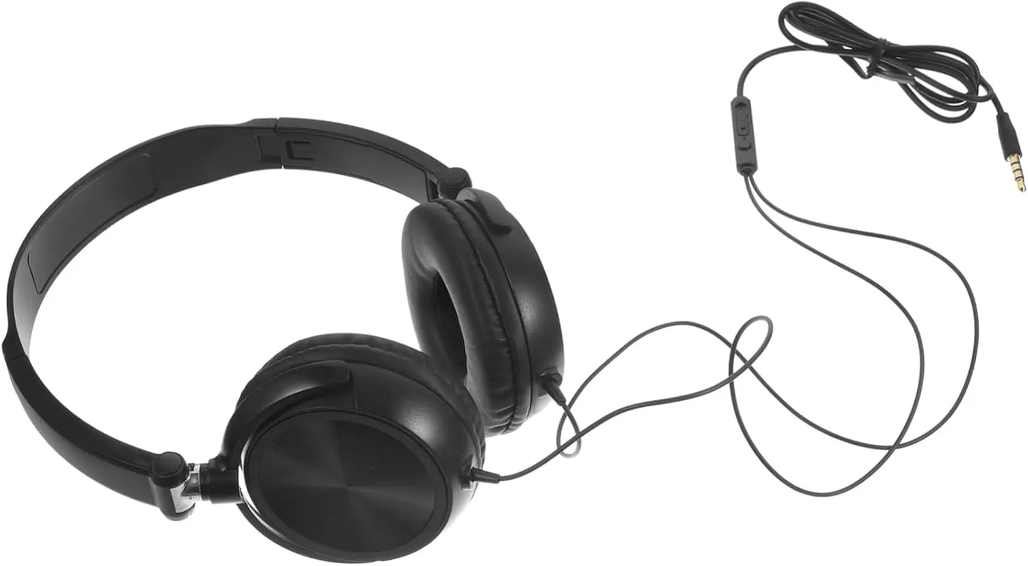 MERRYHAPY 2pcs Foldable Headphones with Microphone 3.5mm Jack Sound Earphones for Smartphones Black
