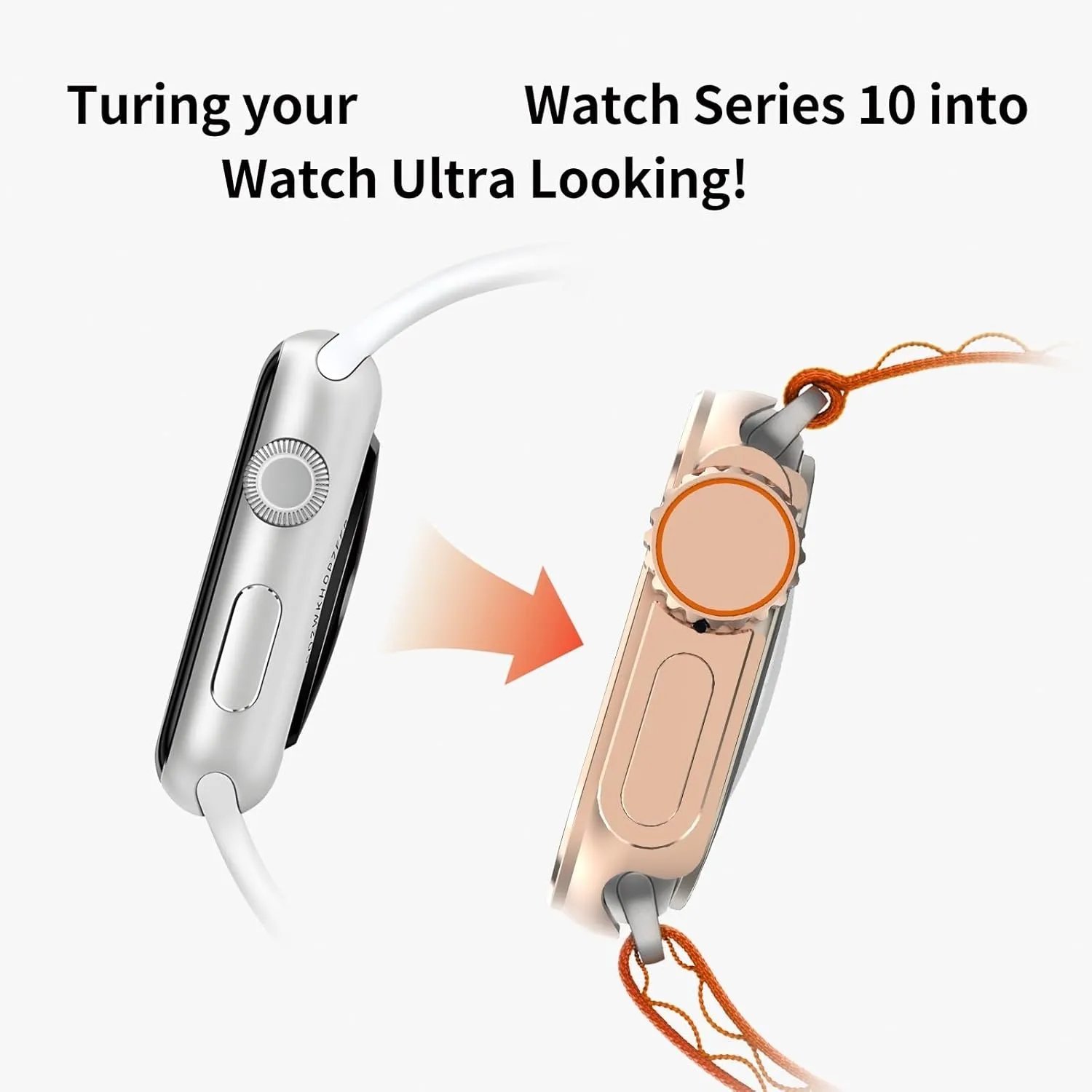 Metal Frame for Apple Watch 46mm Series 10 42mm Stainless Steel case Bezel for Iwatch Accessories Mod Modding for Men(Rosegold,42mm)