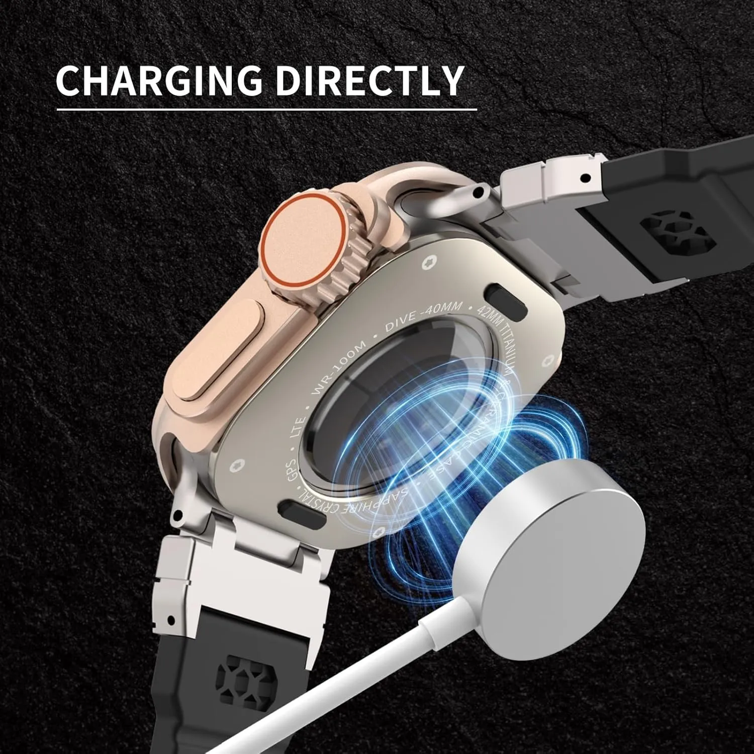 Metal Frame for Apple Watch 46mm Series 10 42mm Stainless Steel case Bezel for Iwatch Accessories Mod Modding for Men(Rosegold,42mm)