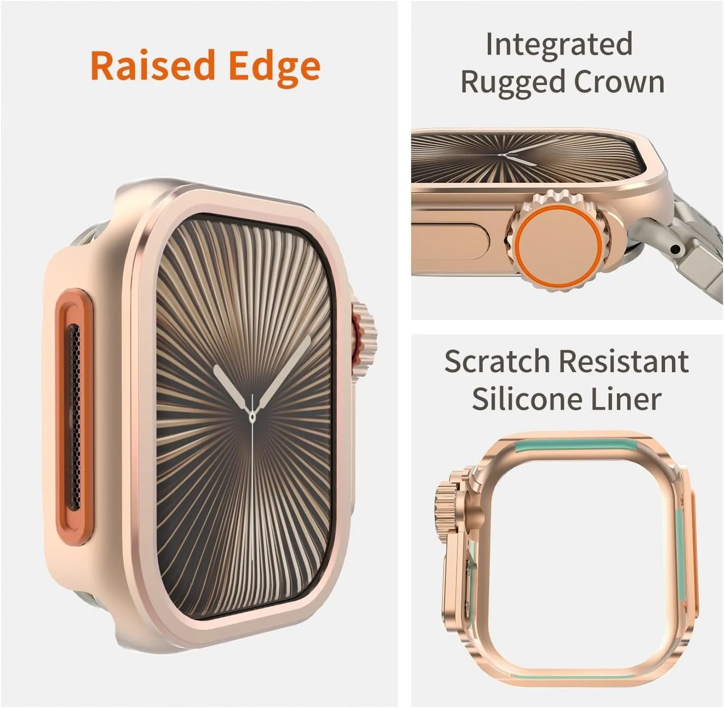 Metal Frame for Apple Watch 46mm Series 10 42mm Stainless Steel case Bezel for Iwatch Accessories Mod Modding for Men(Rosegold,42mm)