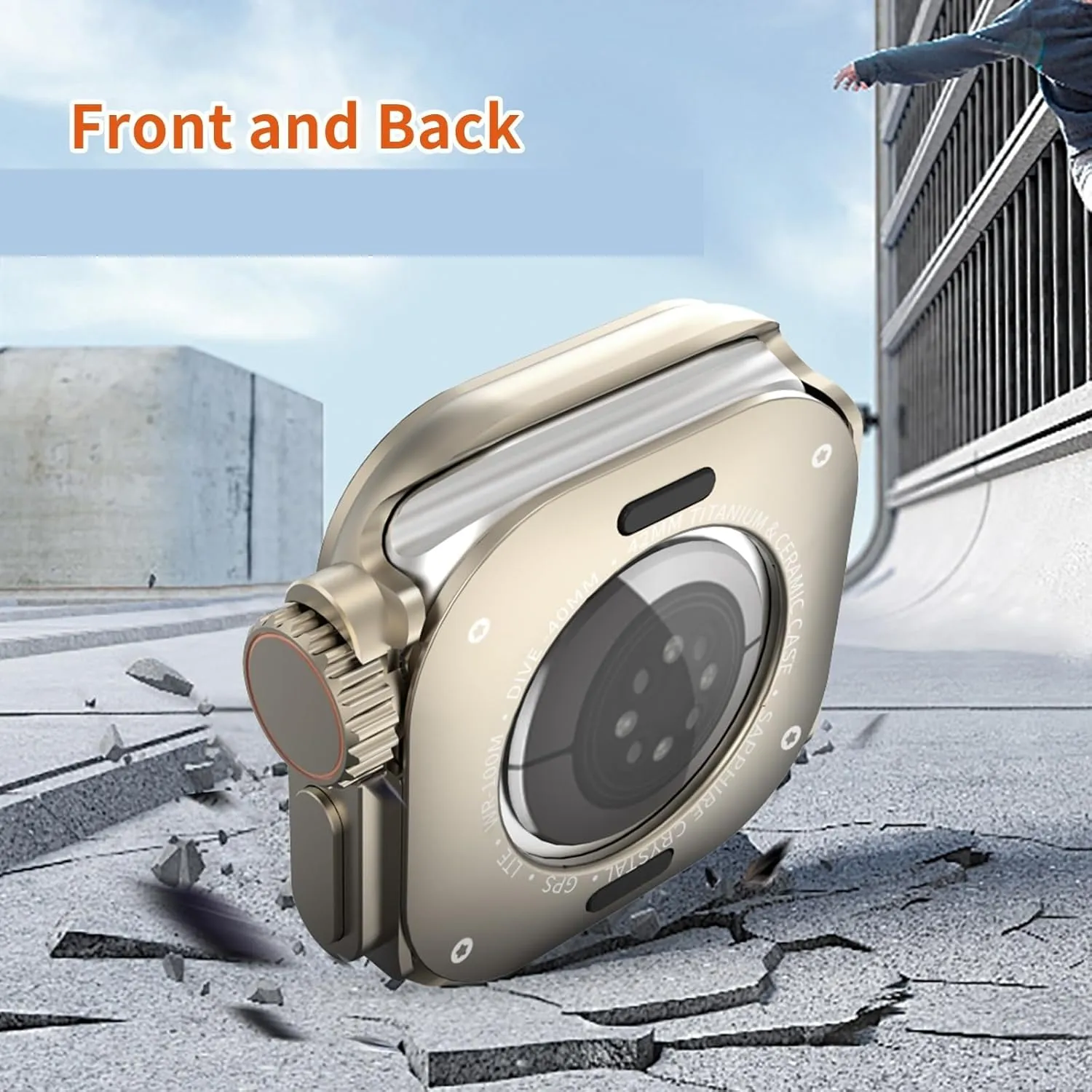 Metal Frame for Apple Watch 46mm series 10 42mm Stainless Steel case Bezel for Iwatch Accessories Mod Modding for Men(Titanium,42mm)