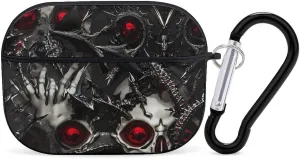 Metal Skull Death Thorns Funny Compatible with Airpod Pro Case Cute Protective Hard Cover with Keychain Black-Style
