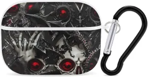 Metal Skull Death Thorns Funny Compatible with Airpod Pro Case Cute Protective Hard Cover with Keychain White-Style