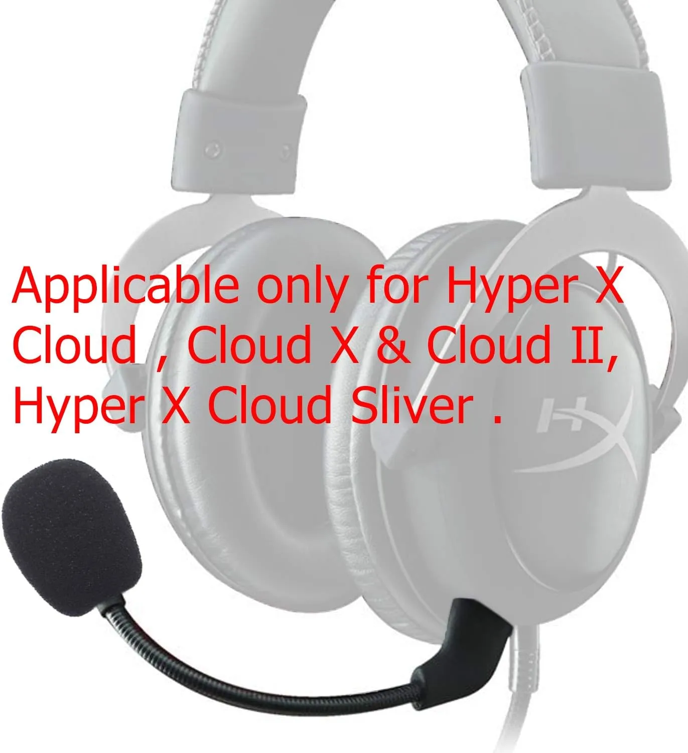Mic Replacement Microphone Boom fits for Kingston HyperX Cloud, Cloud X and Cloud II 1st Version for PS4 Xbox One Nintendo Switch Computer PC Gaming Headsets Noise Cancelling 3.5mm Jack Black