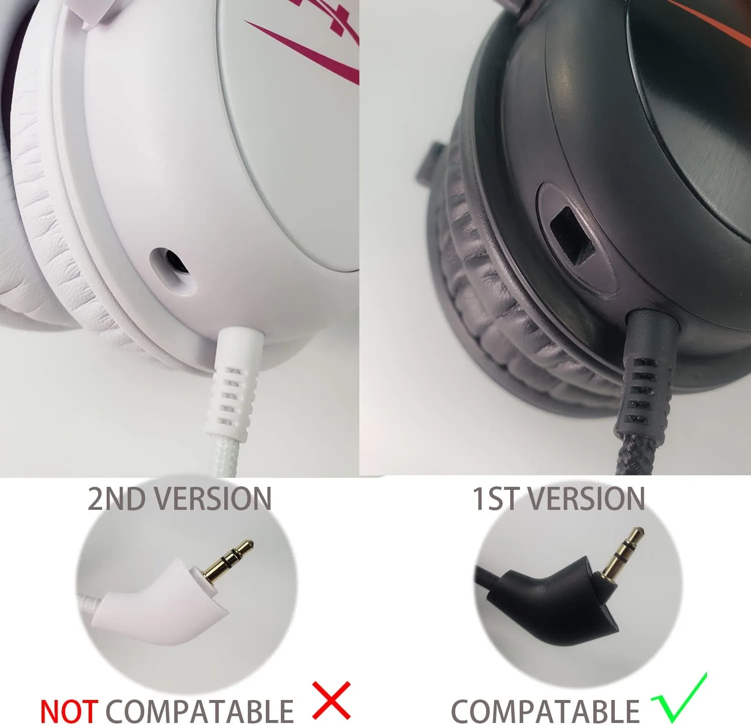 Mic Replacement Microphone Boom fits for Kingston HyperX Cloud, Cloud X and Cloud II 1st Version for PS4 Xbox One Nintendo Switch Computer PC Gaming Headsets Noise Cancelling 3.5mm Jack Black