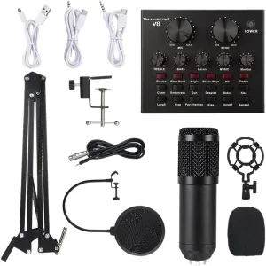 Microphone Kit with V8 Sound Card Professional Microphone Studio Condenser Microphone for Computer Vocal Microphones