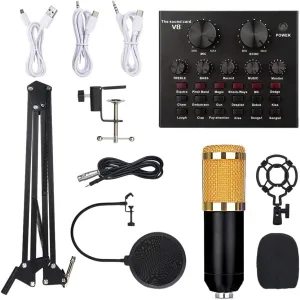 Microphone Kit with V8 Sound Card Professional Microphone Studio Condenser Microphone for Computer Vocal Microphones