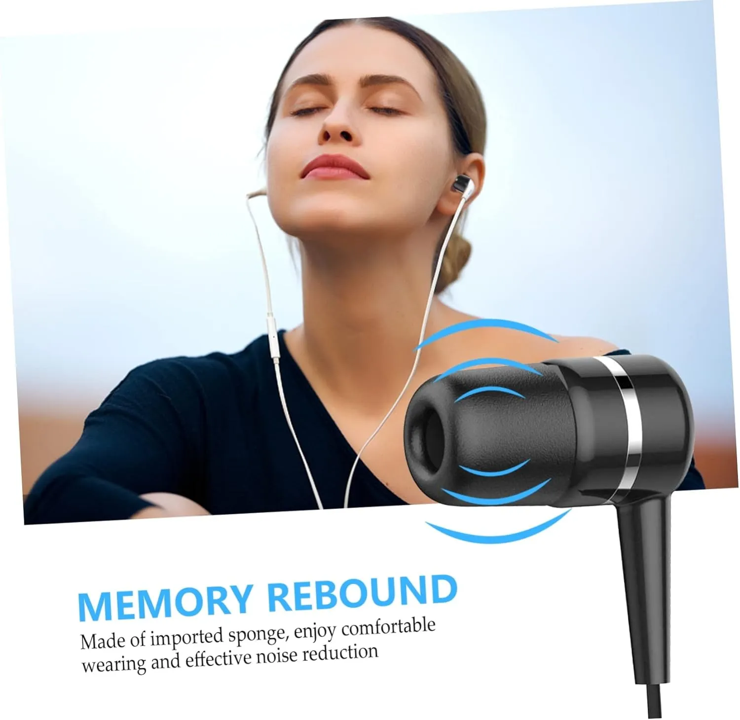 Mipcase 10pcs Ear Buds Replacement Tips Slow Memory Foam Earphone Caps Anti-Slip for Headphones