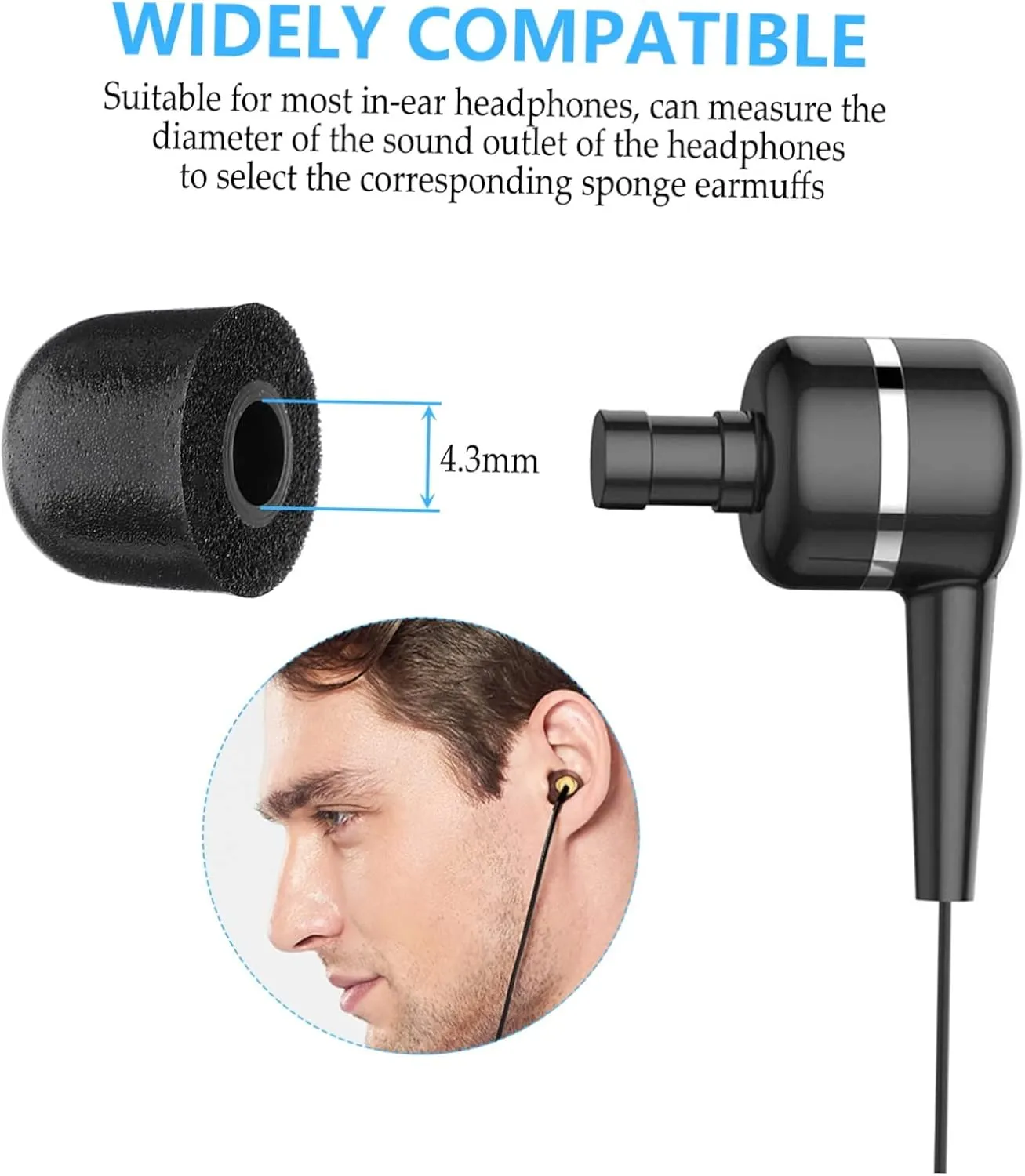 Mipcase 10pcs Ear Buds Replacement Tips Slow Memory Foam Earphone Caps Anti-Slip for Headphones