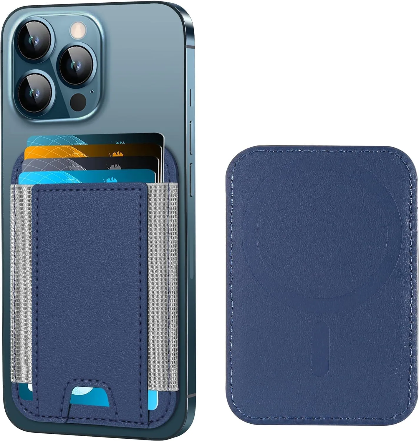 Mizi MagSafe Wallet, Magnetic Phone Elastic Vegan Leather Wallet - Slim 6 Cards Holder for iPhone 15/14/13/12 Series - Blue