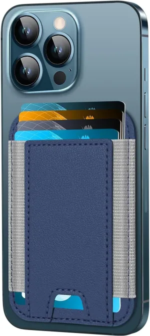 Mizi MagSafe Wallet, Magnetic Phone Elastic Vegan Leather Wallet - Slim 6 Cards Holder for iPhone 15/14/13/12 Series - Blue