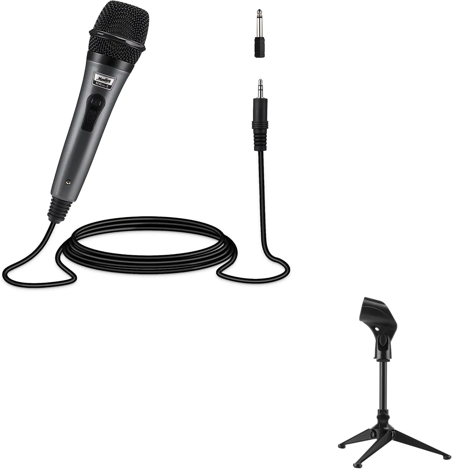 Moukey Karaoke Microphone with 13ft Cable, Desktop Mic Tripod Stand with Mic Clip Holder