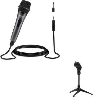 Moukey Karaoke Microphone with 13ft Cable, Desktop Mic Tripod Stand with Mic Clip Holder