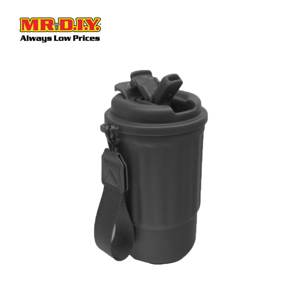 (MR. DIY) Stainless Steel Mug Thermos Flask with Strap (400ml) -  BLACK - Color Series