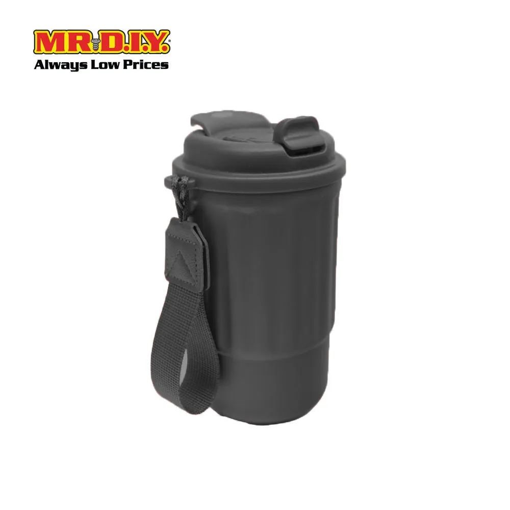(MR. DIY) Stainless Steel Mug Thermos Flask with Strap (400ml) -  BLACK - Color Series