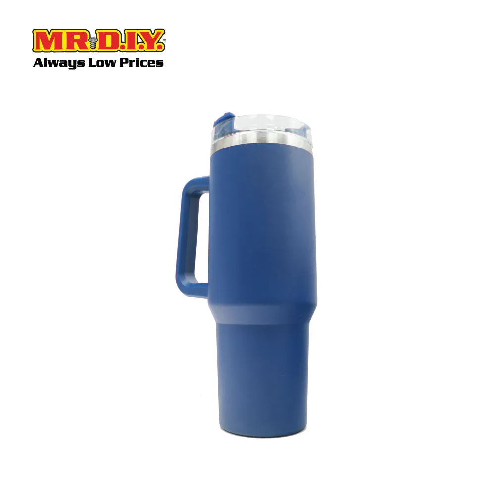 (MR. DIY) Stainless Steel Mug Thermos Flask with Straw (1200ml) -  BLUE - Color Series