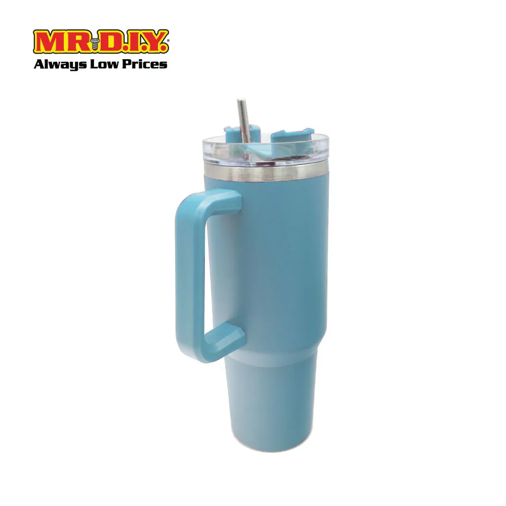 (MR. DIY) Stainless Steel Mug Thermos Flask with Straw (1200ml) -  LIGHT BLUE - Color Series