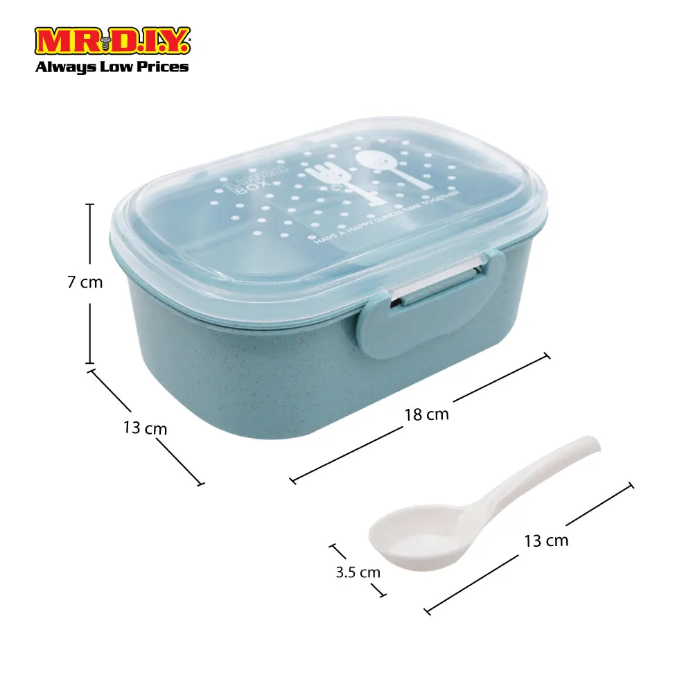 (MR.DIY) Wheat Straw Lunch Box with Spoon (18cm x 13cm)