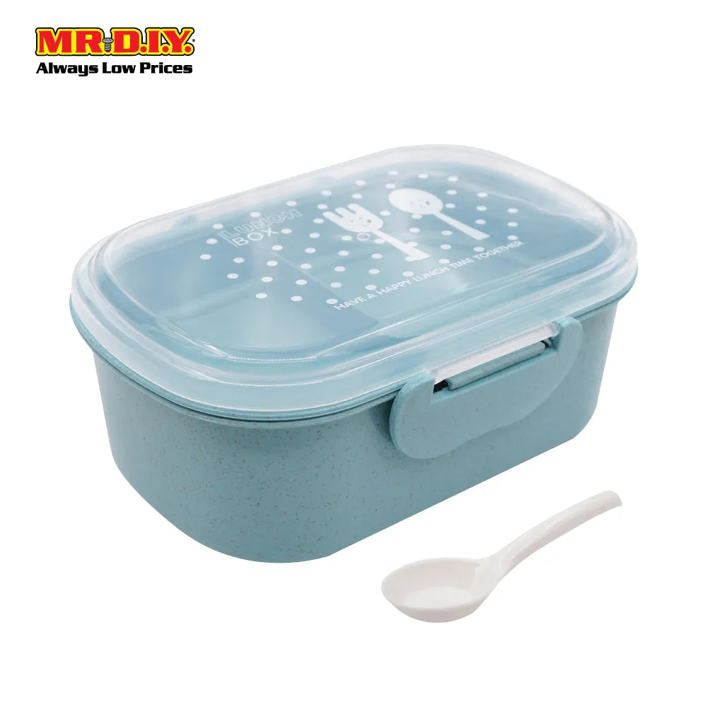 (MR.DIY) Wheat Straw Lunch Box with Spoon (18cm x 13cm)