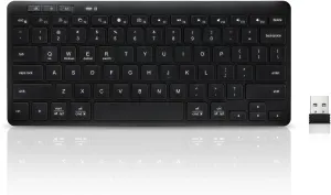 Multi-Device Wireless Bluetooth Keyboard Compact Slim Wireless Keyboards Compatible with Windows, Mac, Android, iPad, Easy-Switch up to 3 Devices, Dual-Mode (2 x Bluetooth   USB 2.4G) (Black)