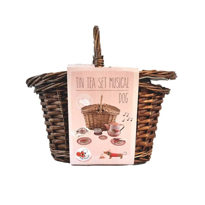 Musical Dog Tin Tea Set in A Basket by Egmont
