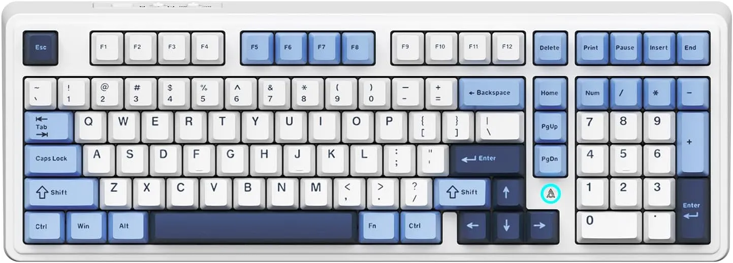 NACODEX Ajazz AK980 Blue White Wireless Mechanical Gaming Keyboard,Tri-Mode BT5.0/2.4GHz/USB-C Hot Swappable Custom Keyboard RGB Backlit Computer Gaming Keyboards for PC/Tablet/PS/Xbox