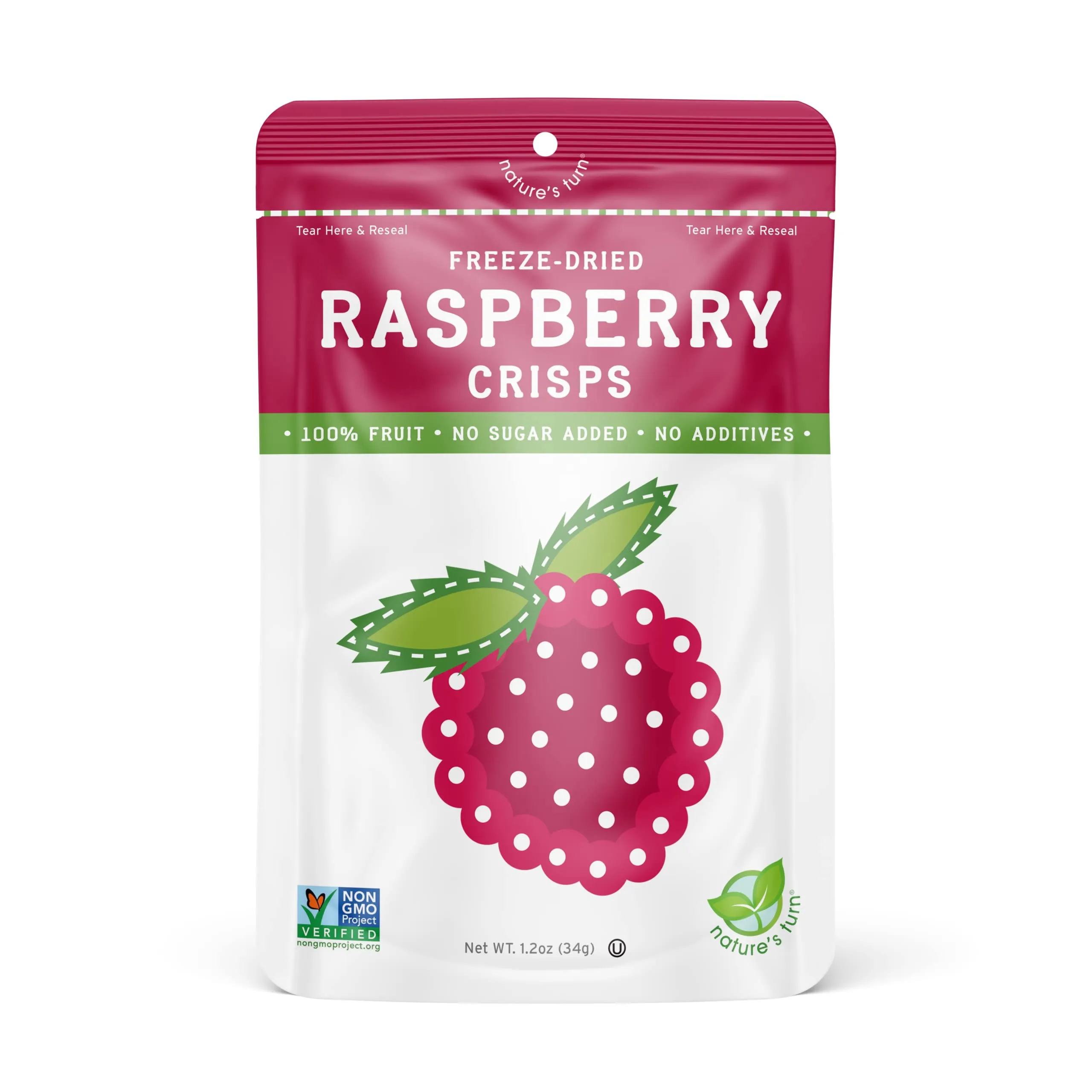 Nature’s Turn Freeze-Dried Fruit Snacks, Raspberry Crisps, Pack of 6 (1.2 oz Each) 1.2 Ounce (Pack of 6)