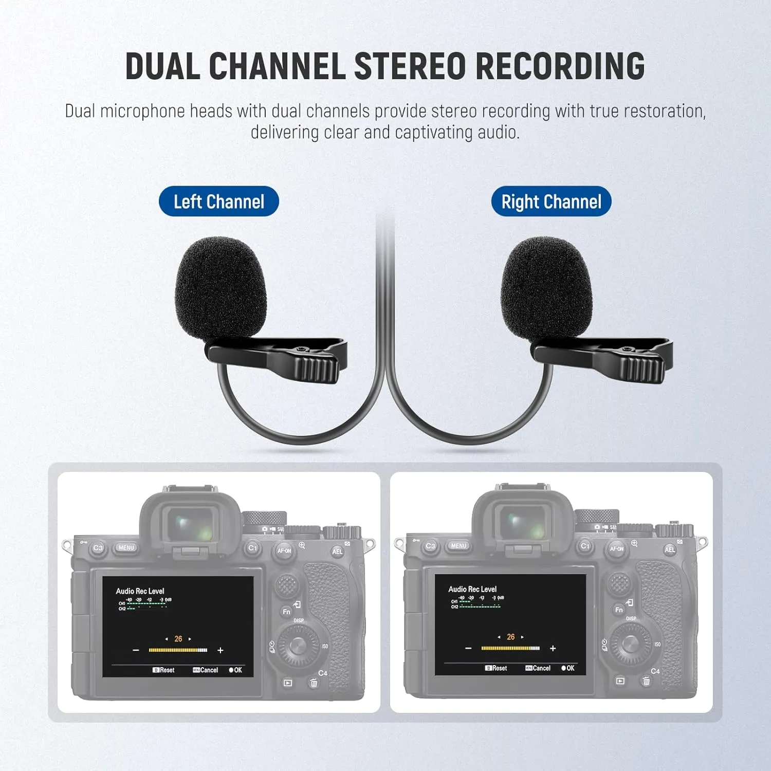 NEEWER 2m Wired Dual Lavalier Microphones with 4m Extension Cable, Mini Clip On Omnidirectional Condenser Lapel Lav Mic 3.5mm TRS for DSLR Mirrorless Camera Camcorder Interview Vlog, LM3