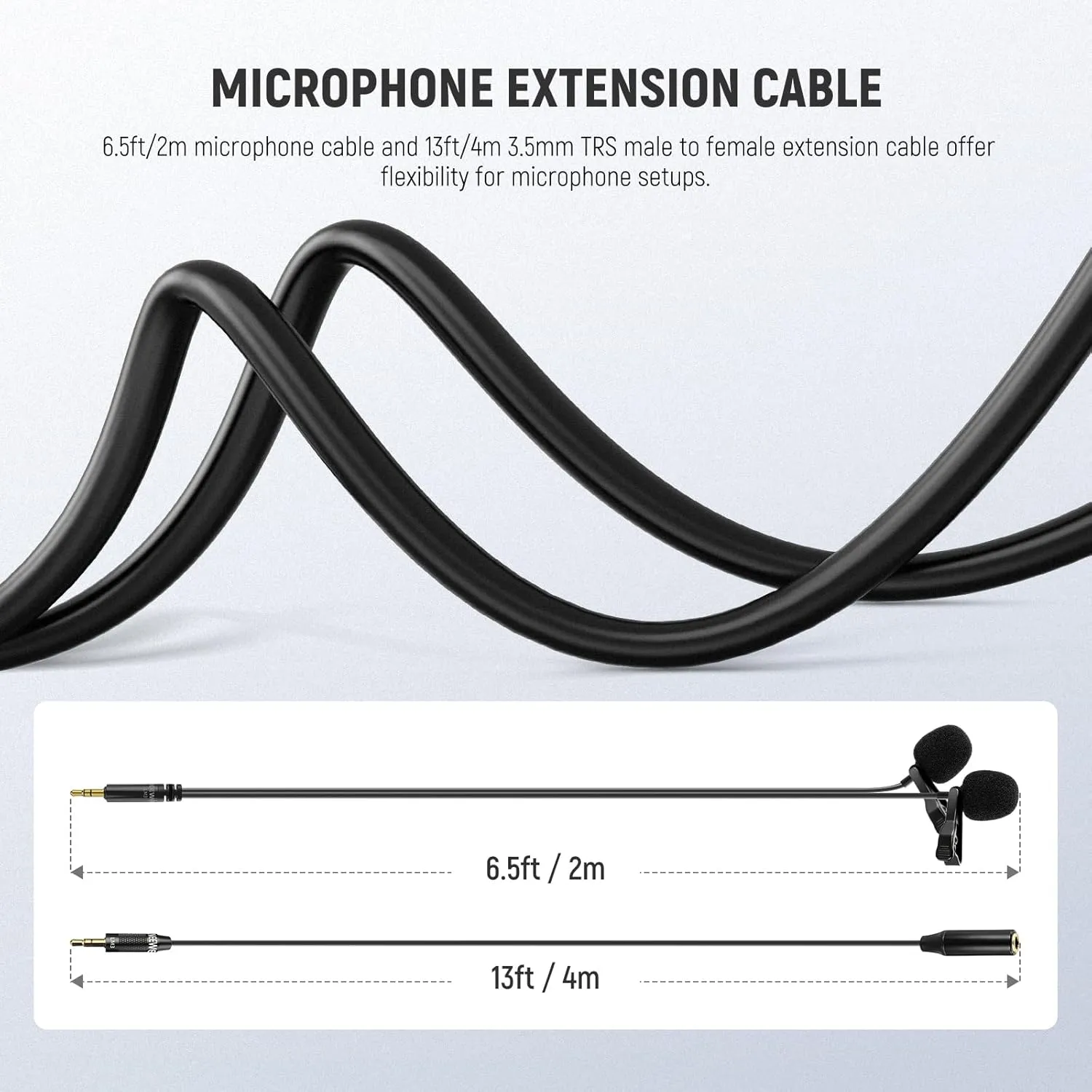 NEEWER 2m Wired Dual Lavalier Microphones with 4m Extension Cable, Mini Clip On Omnidirectional Condenser Lapel Lav Mic 3.5mm TRS for DSLR Mirrorless Camera Camcorder Interview Vlog, LM3