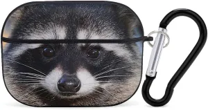 Northern Raccoon's Face Funny Compatible with Airpod Pro Case Cute Protective Hard Cover with Keychain Black-Style