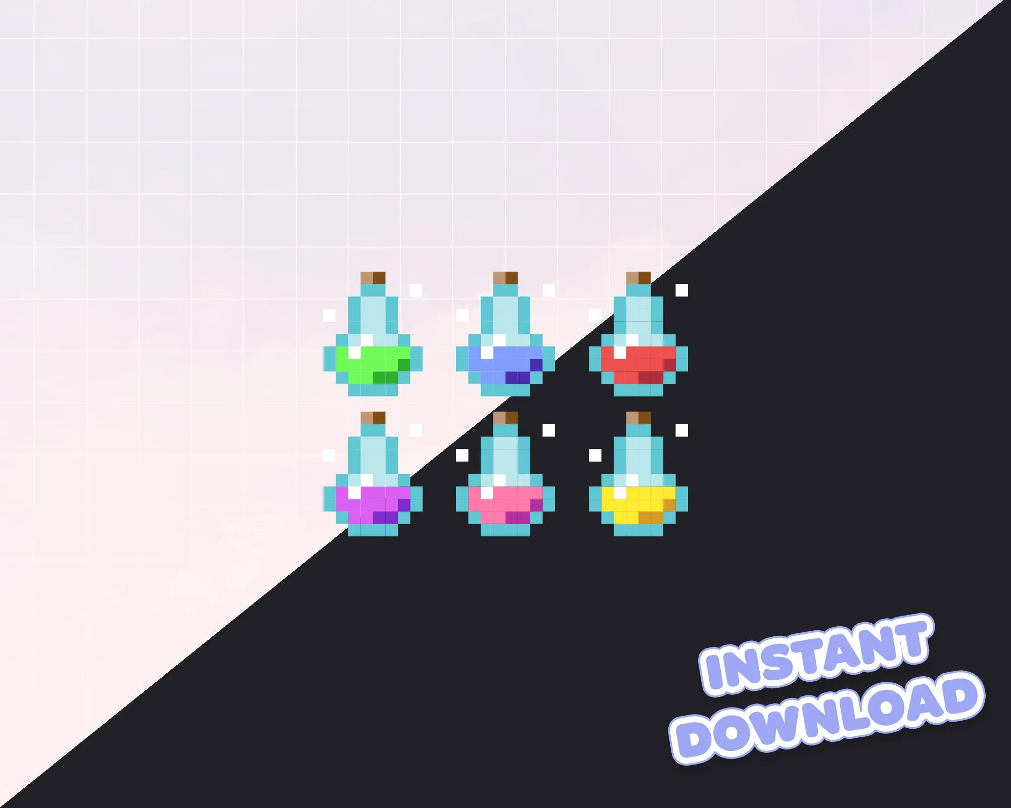 Pixel Potion Bottles | INSTANT DOWNLOAD