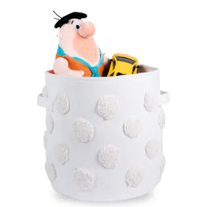 PomPom Medium Round Beige Toy Storage Basket
