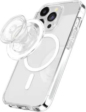 PopSockets Round Phone Grip Compatible with MagSafe, Adapter Ring Included, Phone Holder, Wireless Charging Compatible - Clear
