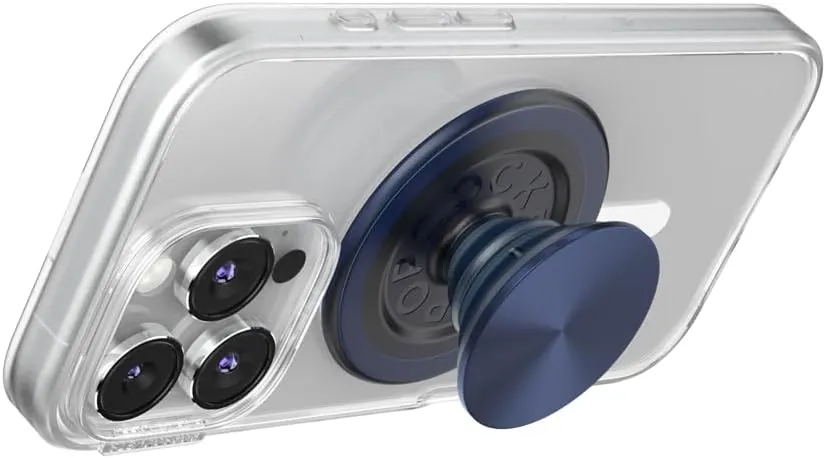 PopSockets Round Phone Grip Compatible with MagSafe, Adapter Ring Included, Phone Holder, Wireless Charging Compatible - French Navy