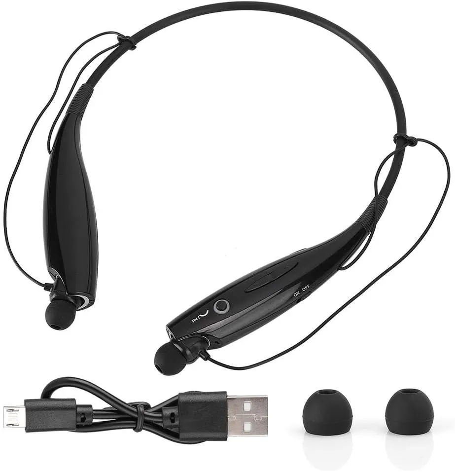 Portable Bluetooth Neckband Earphones Retractable Stereo Sound Noise Reduction Sports Headsets(Black)