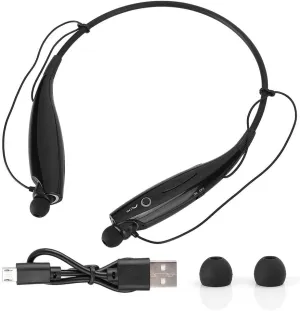 Portable Bluetooth Neckband Earphones Retractable Stereo Sound Noise Reduction Sports Headsets(Black)