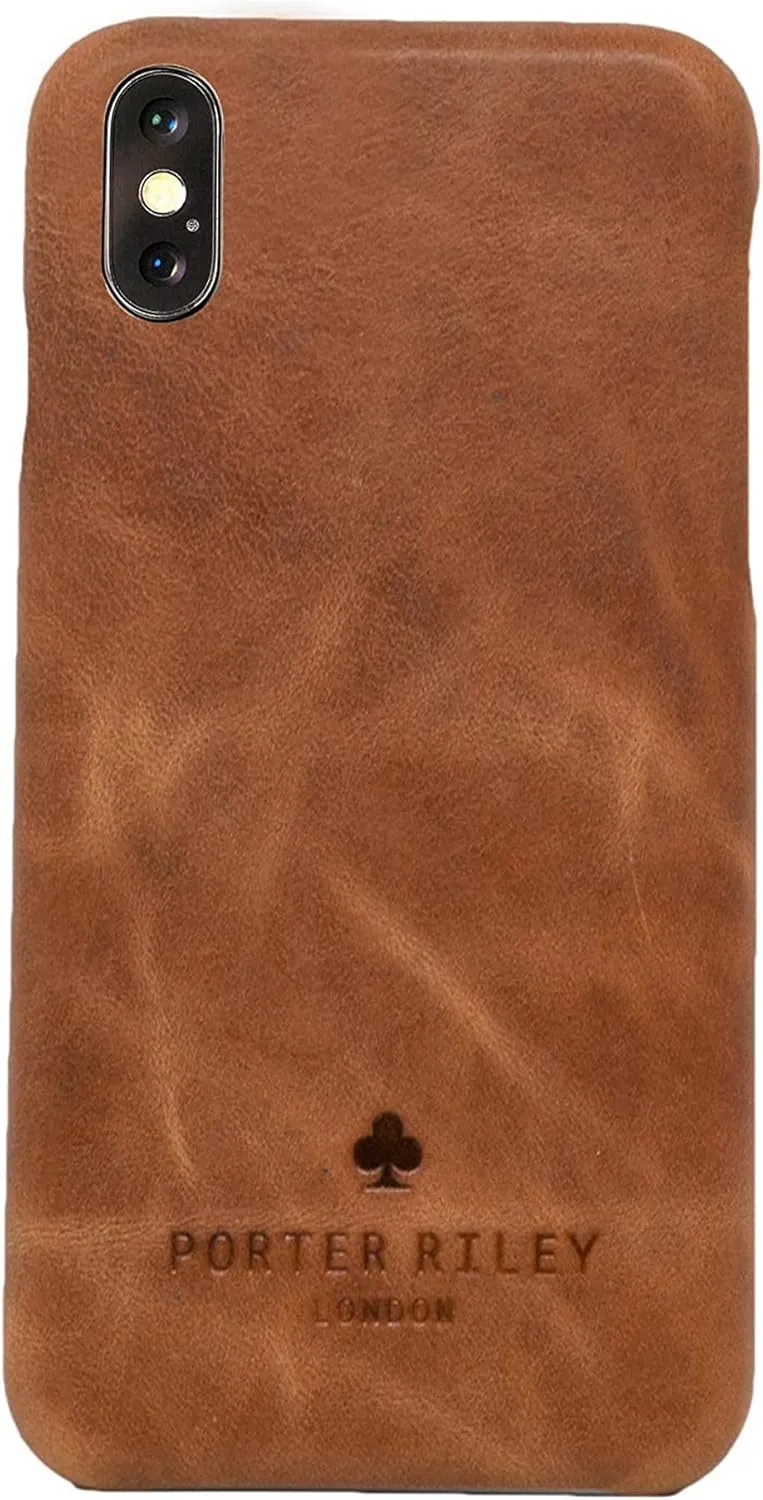 Porter Riley - Leather Case for iPhone X/iPhone Xs. Premium Genuine Leather Slimline Back Case (Tan)