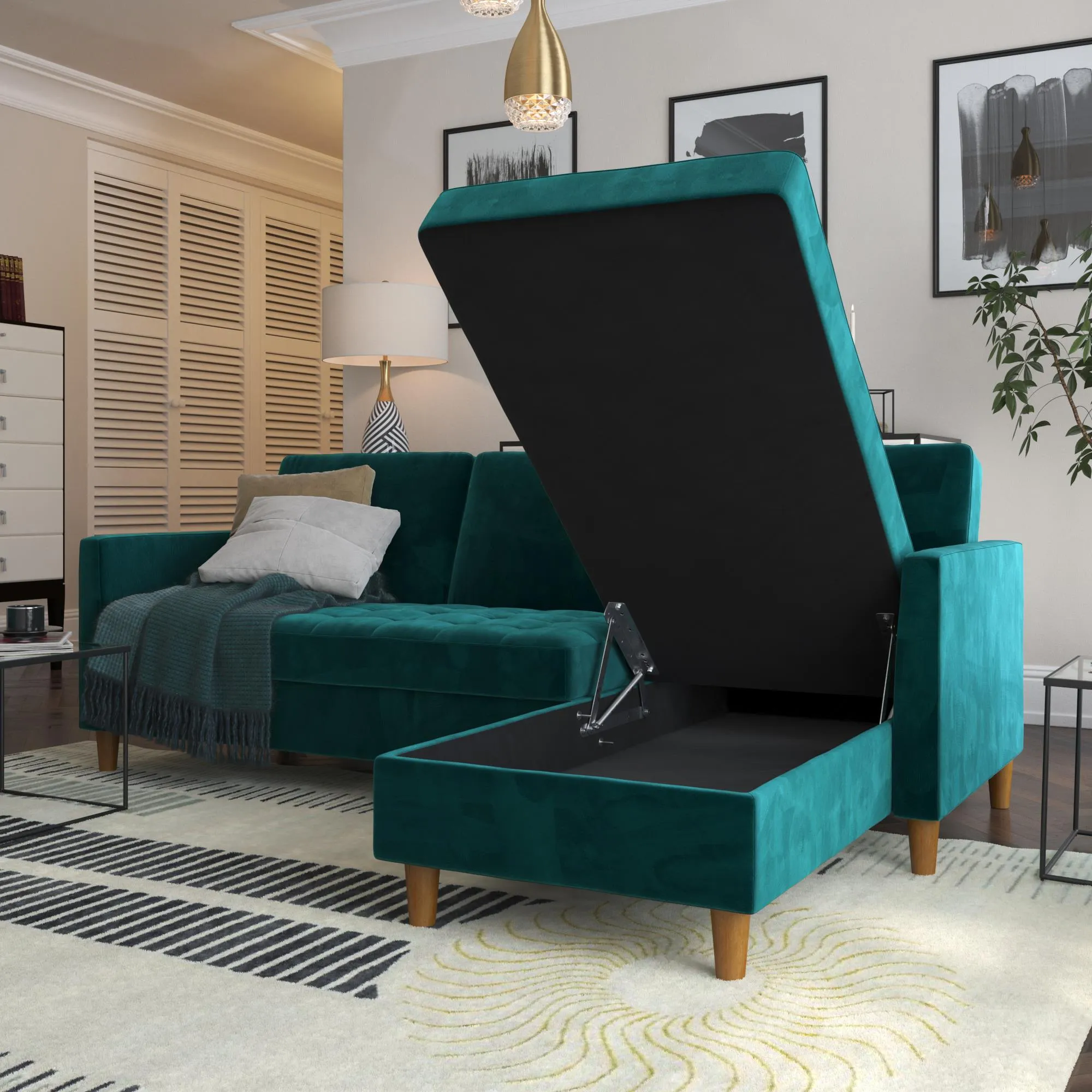 Presley Reversible Sectional Futon with Storage