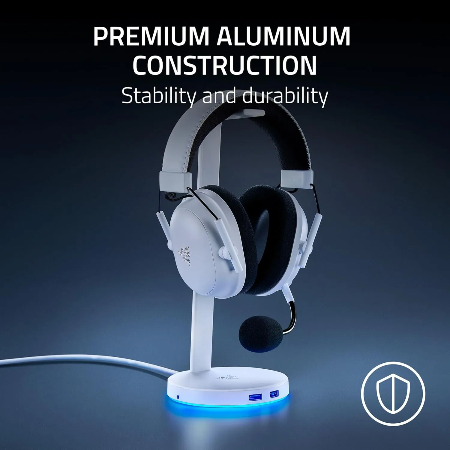Razer Base Station V2 Chroma Headphone Headset Stand Holder: Chroma RGB Lighting - Taller Stand & Anti-Slip Ledge - USB Charging Ports - Anti-Slip Rubber Base - 3.5mm Port   Built-in DAC - Black