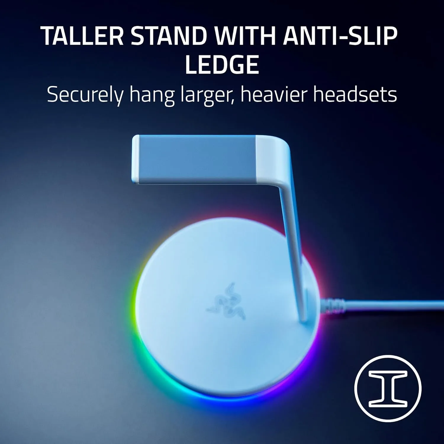 Razer Base Station V2 Chroma Headphone Headset Stand Holder: Chroma RGB Lighting - Taller Stand & Anti-Slip Ledge - USB Charging Ports - Anti-Slip Rubber Base - 3.5mm Port   Built-in DAC - Black